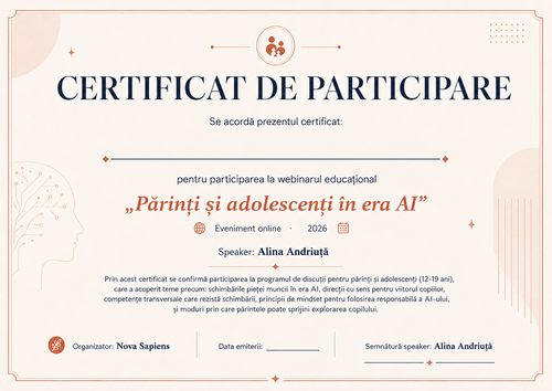 Certificat de participare Teens AI